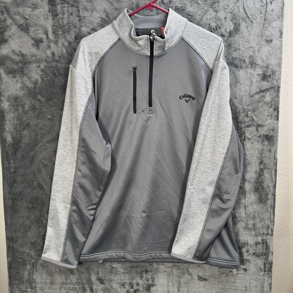 Callaway Mens XL Golf Pullover Sweatshirt Gray Long Sleeve 1/4 Zip CGKFB0R6SA